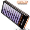 RLERON Power Bank 25000mah Portable Solar Charger, External Battery Pack with Three USB Outputs and Dual Inputs(Micro&Type-C)&Three LED Lights Compatible for All Smart Phones